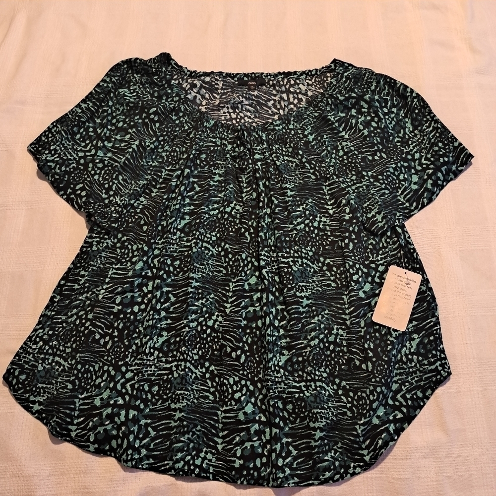 Ellos women's size 20 blouse green, black & white, New